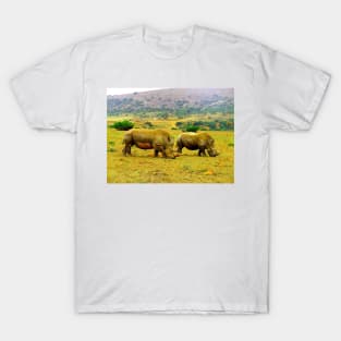 African Wildlife Photography Rhino Couple T-Shirt